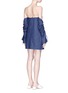 Back View - Click To Enlarge - C/MEO COLLECTIVE - 'Right Kind of Madness' chambray off-shoulder dress