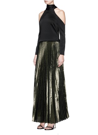 Figure View - Click To Enlarge - GALVAN LONDON - Pleated lamé maxi skirt