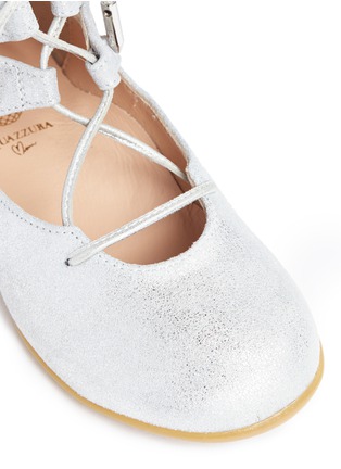 Detail View - Click To Enlarge - AQUAZZURA - 'Belgravia Baby' caged glitter suede toddler flats