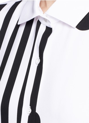 Detail View - Click To Enlarge - MONSE - Polka dot stripe silk crepe shirt