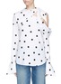 Main View - Click To Enlarge - MONSE - Polka dot print silk one-shoulder shirt