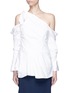 Main View - Click To Enlarge - MONSE - Ruched poplin one-shoulder top