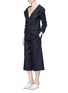 Figure View - Click To Enlarge - MONSE - Ruched sleeve stripe wool blazer