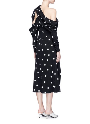 Back View - Click To Enlarge - MONSE - Polka dot crepe one-shoulder dress