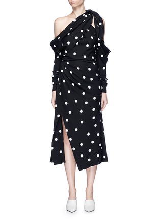 Main View - Click To Enlarge - MONSE - Polka dot crepe one-shoulder dress