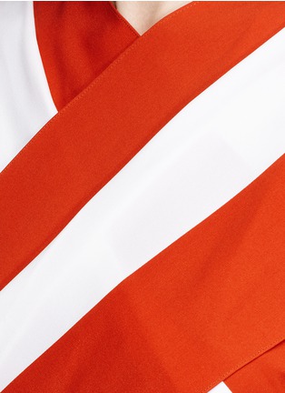 Detail View - Click To Enlarge - MONSE - Wraparound sash tie stripe crepe top
