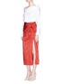 Figure View - Click To Enlarge - MONSE - High split bow crinkled satin skirt