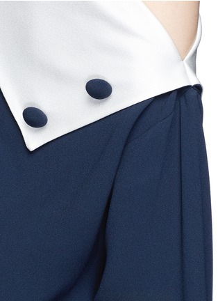 Detail View - Click To Enlarge - MONSE - Satin collar crepe one-shoulder top