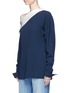 Front View - Click To Enlarge - MONSE - Satin collar crepe one-shoulder top
