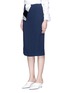 Front View - Click To Enlarge - MONSE - Stripe satin foldover crepe skirt