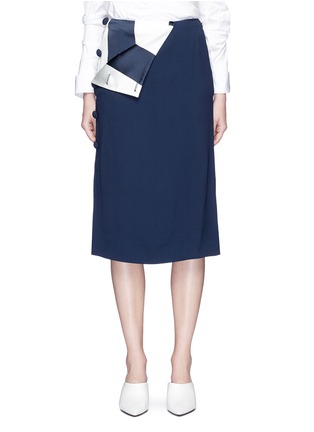 Main View - Click To Enlarge - MONSE - Stripe satin foldover crepe skirt