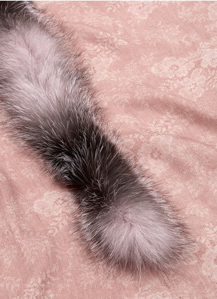 Detail View - Click To Enlarge - FRANCO FERRARI - 'Azeglio' fox fur stripe floral print cashmere scarf