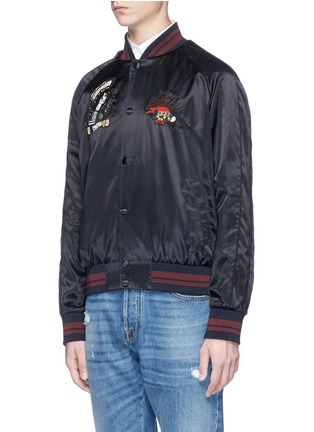Front View - Click To Enlarge - VALENTINO GARAVANI - Tattoo bead embroidered souvenir jacket