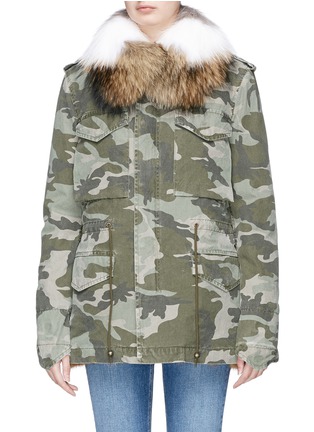 Main View - Click To Enlarge - MR & MRS ITALY - Raccoon collar fox fur camouflage field jacket