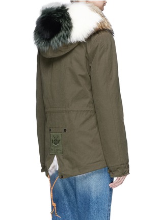 Back View - Click To Enlarge - MR & MRS ITALY - Raccoon hood trim fox fur waterproof mini parka