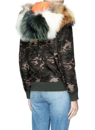 Back View - Click To Enlarge - MR & MRS ITALY - Fur trim camouflage padded bomber jacket