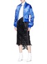 Figure View - Click To Enlarge - MSGM - Ruched sleeve cropped satin bomber jacket