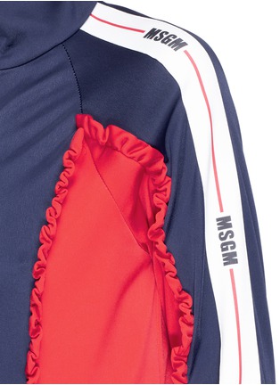 Detail View - Click To Enlarge - MSGM - Logo stripe ruffle colourblock track jacket