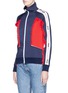 Front View - Click To Enlarge - MSGM - Logo stripe ruffle colourblock track jacket