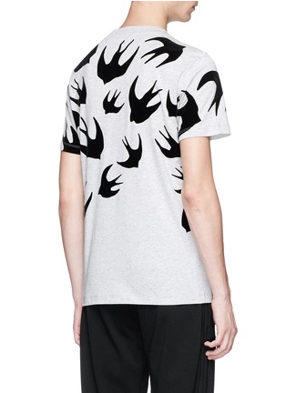 Back View - Click To Enlarge - MC Q - 'Swallow Swarm' velvet flock print T-shirt