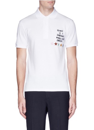 Main View - Click To Enlarge - VALENTINO GARAVANI - x Jamie Reid slogan star patch polo shirt