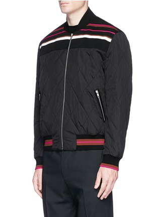 Front View - Click To Enlarge - MC Q - Stripe yoke quilted puffer bomber jacket
