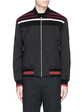 Main View - Click To Enlarge - MC Q - Stripe yoke quilted puffer bomber jacket