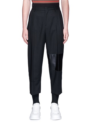 Main View - Click To Enlarge - MC Q - 'Taigen' cropped lambskin leather panel virgin wool pants