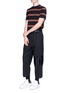 Figure View - Click To Enlarge - MC Q - 'Taigen' cropped lambskin leather panel virgin wool pants