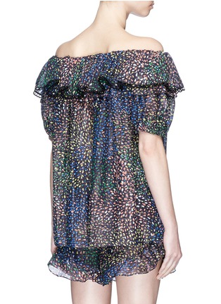 Back View - Click To Enlarge - CHLOÉ - Firework print ruffle off-shoulder top