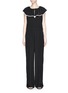 Main View - Click To Enlarge - CHLOÉ - Ruffle overlay peephole silk crepe jumpsuit