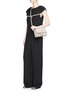 Figure View - Click To Enlarge - CHLOÉ - Ruffle overlay peephole silk crepe jumpsuit