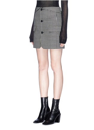 Front View - Click To Enlarge - HELMUT LANG - Houndstooth plaid wool tweed skirt
