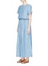 Front View - Click To Enlarge - CHLOÉ - Button top overlay chambray dress