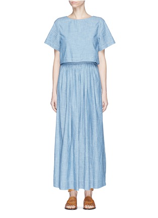 Main View - Click To Enlarge - CHLOÉ - Button top overlay chambray dress