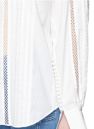 Detail View - Click To Enlarge - CHLOÉ - Geometric ladder lace trim cotton blouse