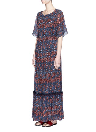 Front View - Click To Enlarge - CHLOÉ - Floral print cutout back crépon maxi dress