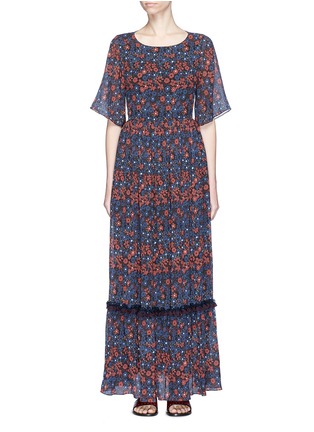 Main View - Click To Enlarge - CHLOÉ - Floral print cutout back crépon maxi dress