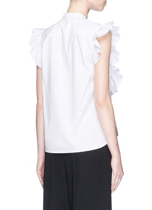 Back View - Click To Enlarge - HELMUT LANG - Ruffle bib sleeveless cotton poplin shirt