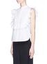 Front View - Click To Enlarge - HELMUT LANG - Ruffle bib sleeveless cotton poplin shirt