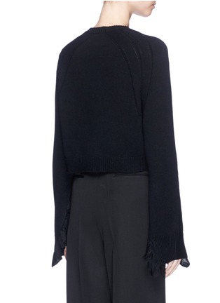 Back View - Click To Enlarge - HELMUT LANG - Ruffle cuff wool-cashmere cropped sweater