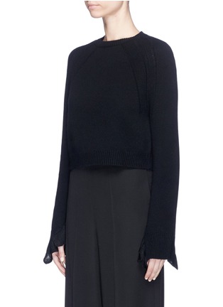 Front View - Click To Enlarge - HELMUT LANG - Ruffle cuff wool-cashmere cropped sweater