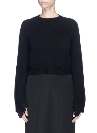 Main View - Click To Enlarge - HELMUT LANG - Ruffle cuff wool-cashmere cropped sweater