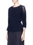 Front View - Click To Enlarge - CHLOÉ - Floral lace shoulder Merino wool-cashmere sweater