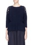 Main View - Click To Enlarge - CHLOÉ - Floral lace shoulder Merino wool-cashmere sweater