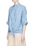 Front View - Click To Enlarge - CHLOÉ - Tie front chambray shirt