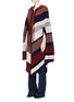 Front View - Click To Enlarge - CHLOÉ - Oversized colourblock stripe tweed knit hooded cape