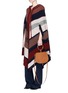Figure View - Click To Enlarge - CHLOÉ - Oversized colourblock stripe tweed knit hooded cape