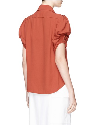 Back View - Click To Enlarge - CHLOÉ - Smocked effect pouf sleeve crepe shirt