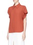 Front View - Click To Enlarge - CHLOÉ - Smocked effect pouf sleeve crepe shirt